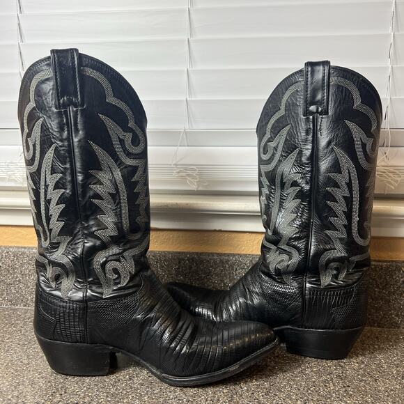 Justin 8311 Vintage Black Lizard Skin Western Cowboy Boots Men\'s Size 9.5 D USA main image 11